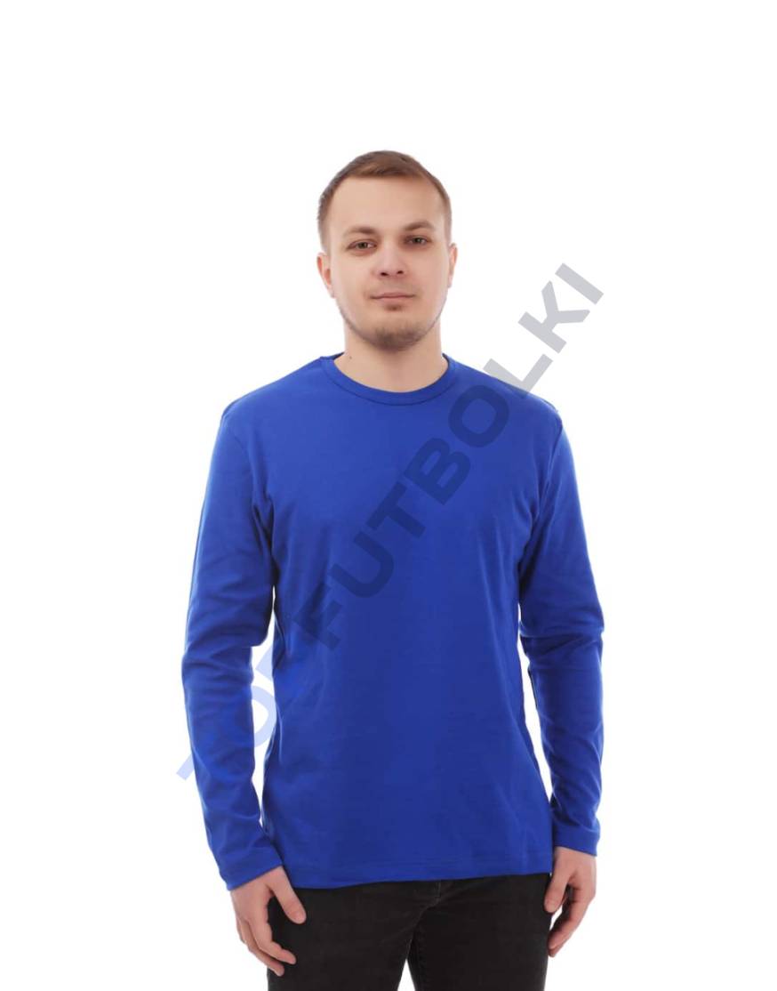 Синий мужской лонгслив с лайкрой оптом
