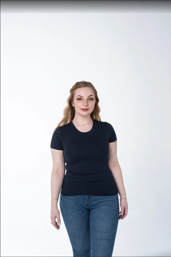 Темная-синяя женская футболка оптом